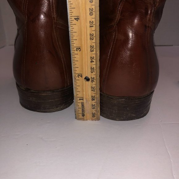 Handmade Men's Brown Leather Boots Size 6 low Round Toe heel - Picture 11 of 12